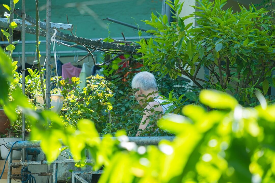 elderly woman gardening