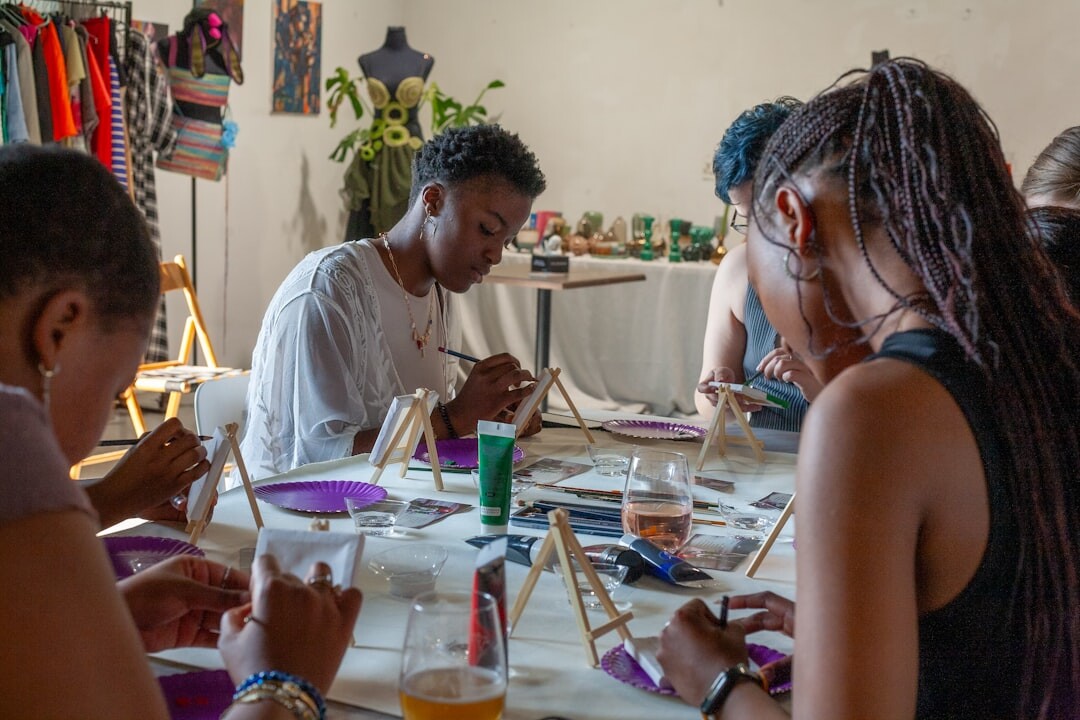 seniors in art workshop